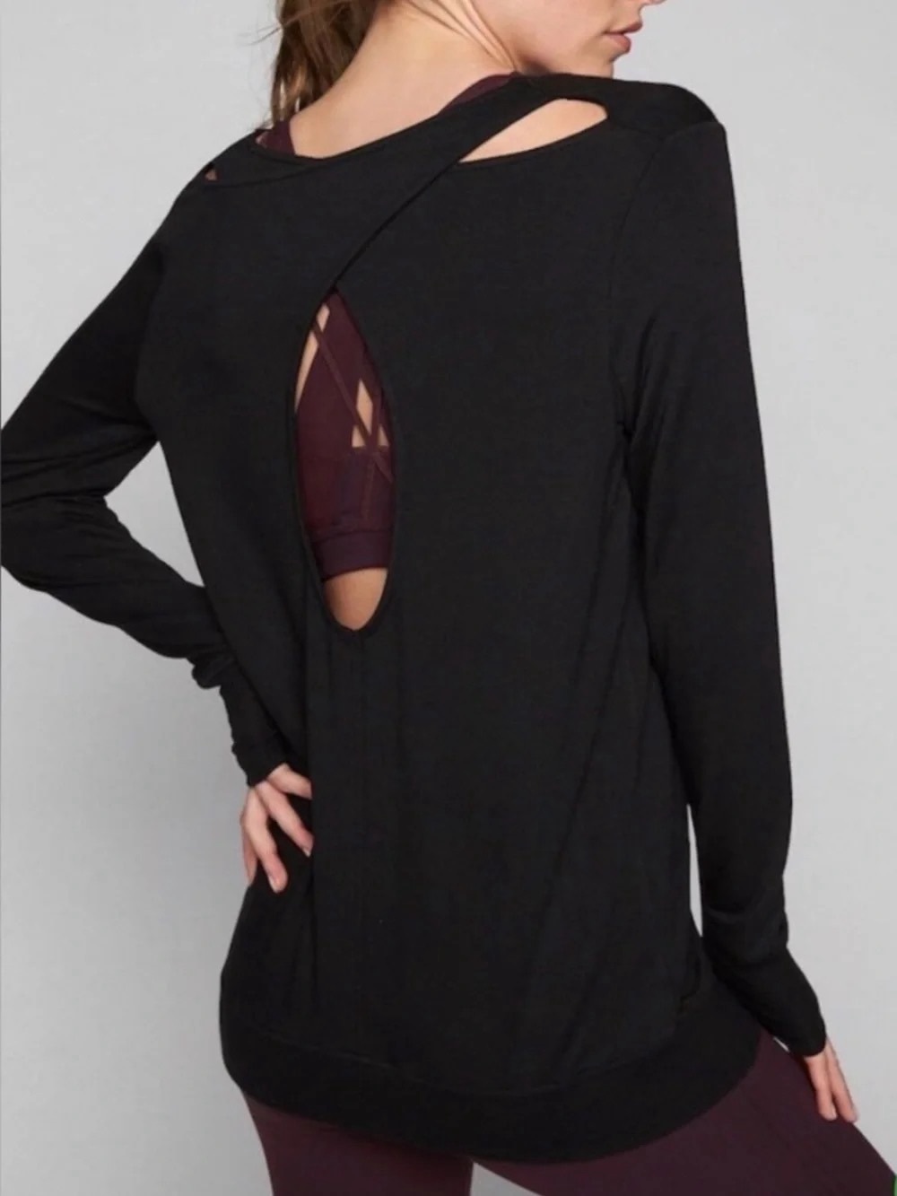 Athleta Coaster Luxe Go-To Top - Black Long Sleeve Activewear With Back Cutout ✨